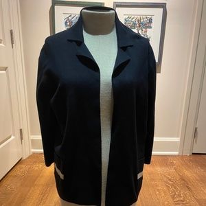 VINTAGE💗 ARMANI COLLEZIONI WOMENS SIZE 12 NAVY & WHITE COLLARED CARDIGAN